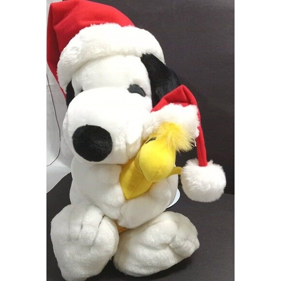Applause Peanuts Holiday Snoopy hugging Woodstock Christmas 18'' Stuffed Animal - Picture 9 of 10